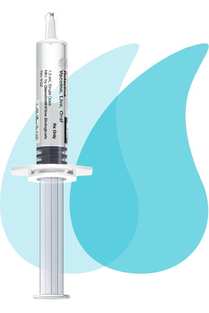 Oral applicator and two blue droplets